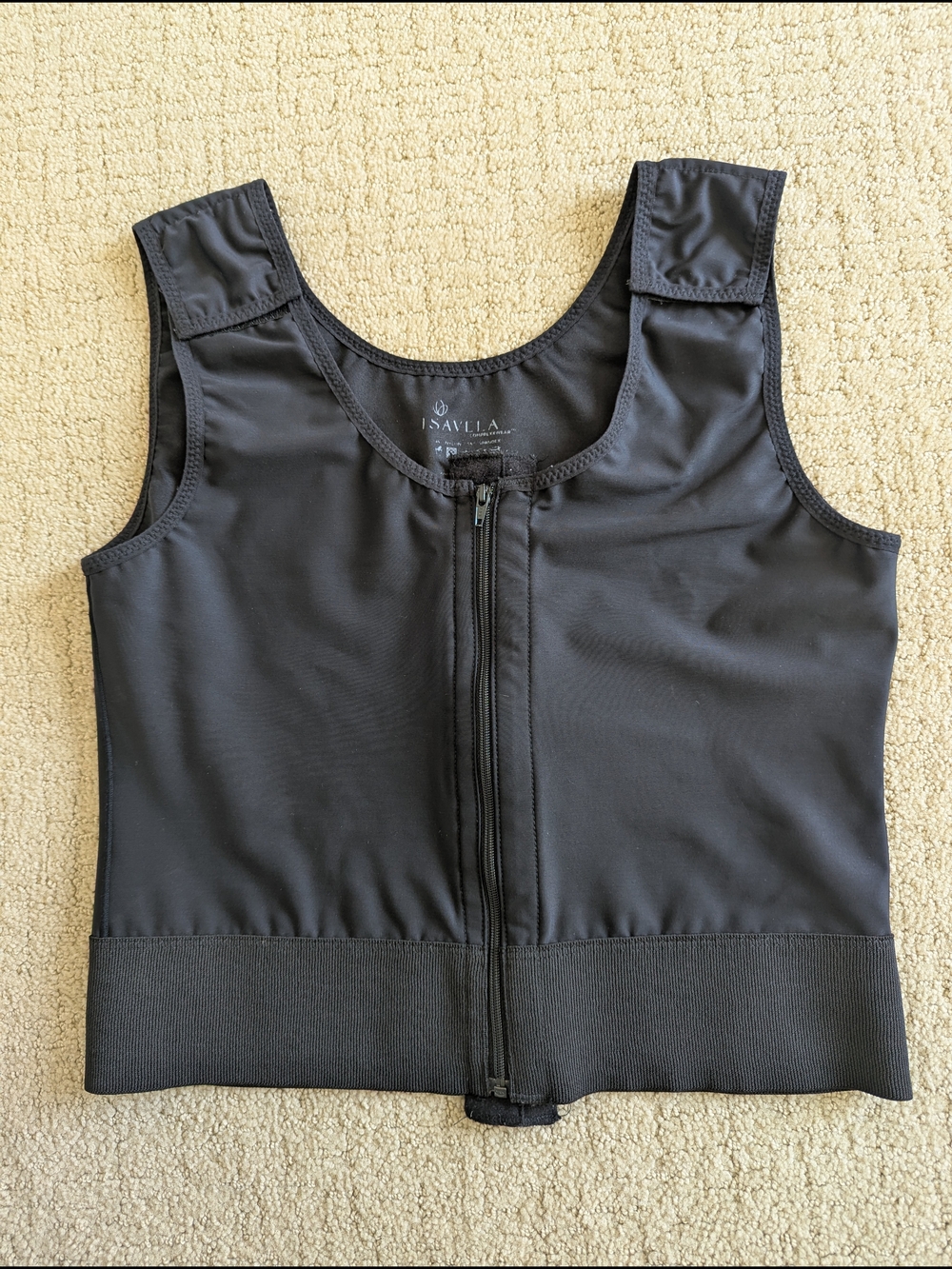 ISAVELA Compression Vest Mens L Black Short Stage 1 Surgery Recovery Adjustable